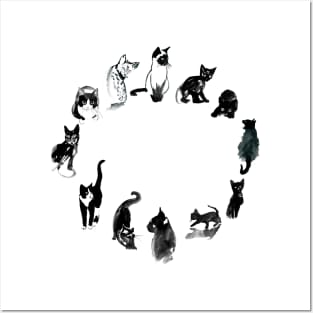 cat clock Posters and Art